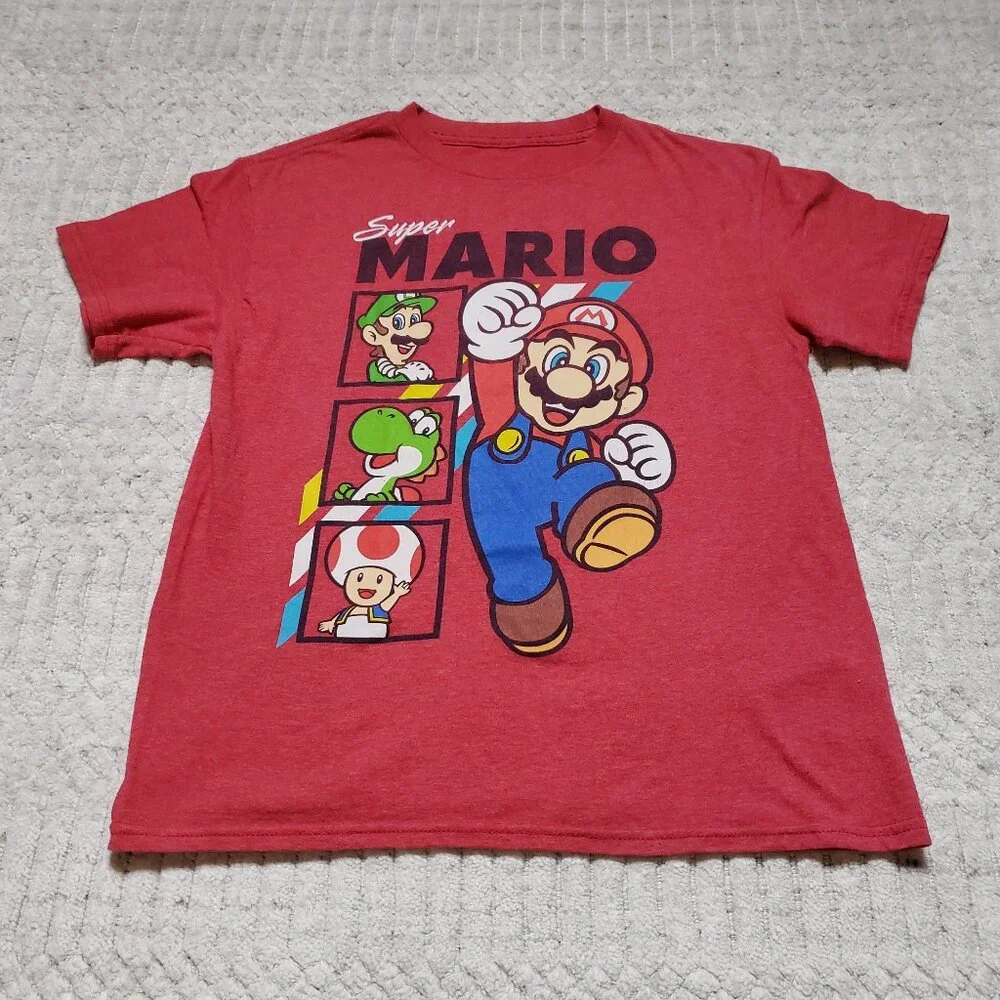 Super Mario Bros “Mario & Friends” Red Graphic T‑Shirt Big Boys Small - Picture 2 of 16